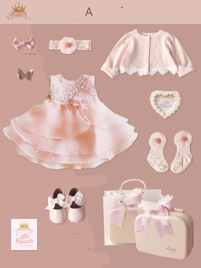 Flag Village Baby High-end Gift Box Little Princess Dress Lace Dress Suit
