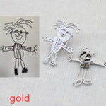 Flag Village Custom Kids Drawing Painting Necklace Stainless Stee Personalized Children Artwork Pendant For Kids Mom Family Jewelry Gifts