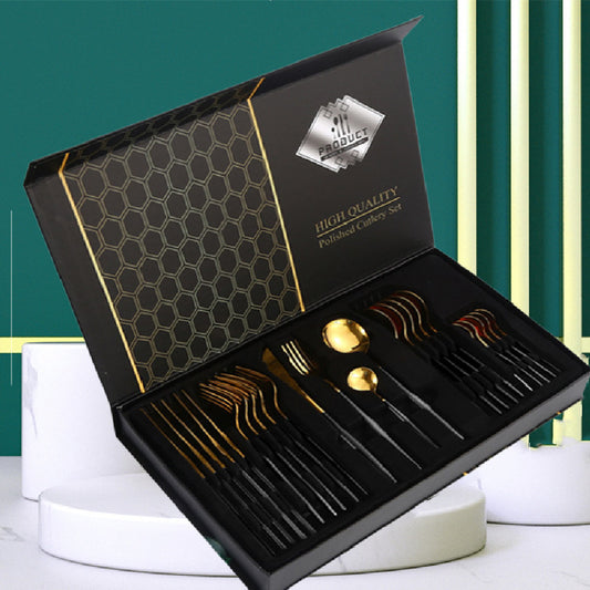 Flag Village Gift Box Stainless Steel Tableware 24-piece Set