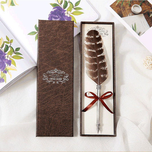 Flag Village European Retro Feather Pen Gift Box