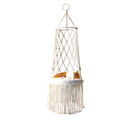Flag Village Macrame Hanging Pet Bed Macrame Cat Hammock Wall Hanging Cat Hammock Macrame Cat Bed-Pet Gifts Hammock Macrame Cat Swing