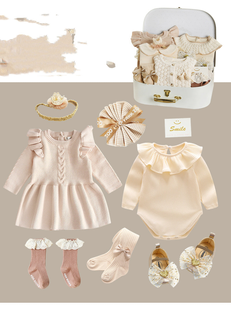 Flag Village Newborn Gift Box Spring And Summer Suit Girl Baby Full Moon Gift
