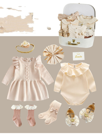 Flag Village Newborn Gift Box Spring And Summer Suit Girl Baby Full Moon Gift