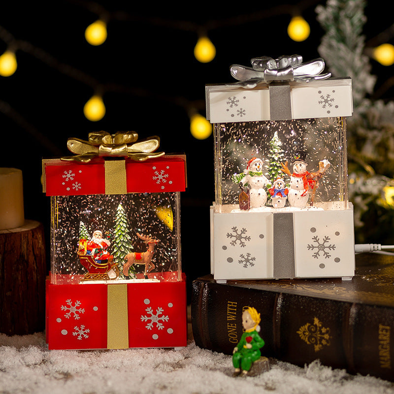 Flag Village Christmas Decoration Gift Box Crystal Ball Small Night Lamp Ornaments