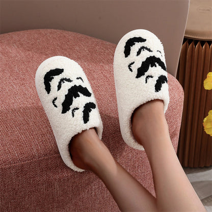 Flag Village Funny Bat Slipper Halloween Pumpkin Flat Indoor House Shoes For Women Men Soft Plush Cozy Horror Fashion Halloween Gifts