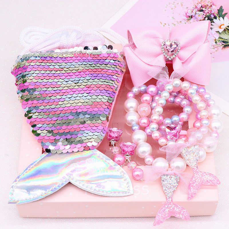 Flag Village Children's Ornament Set Cartoon Fishtail Bag Gift Box