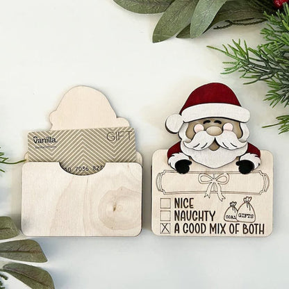 Flag Village Wooden Cute Santa Claus Cash And Gifts Card Clamp Creative Christmas Decoration Ornaments