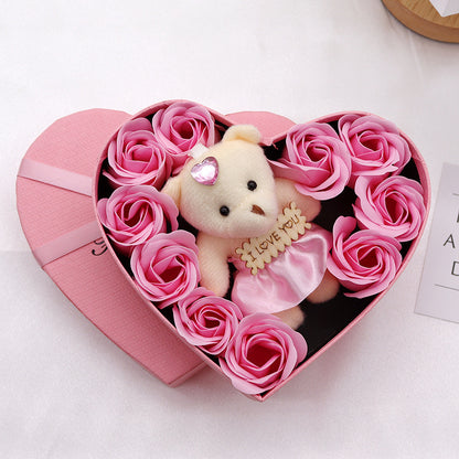 Flag Village Soap Flower Heart-shaped Rose Gift Box Valentine's Day Mother's Day Gift