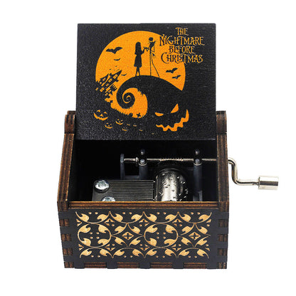 Flag Village Antique Carved Wooden Hand Crank Spirited Away Music Box Christmas Gift Birthday Gift Party Decoration