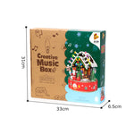 Flag Village Music Box Kids Building Blocks Christmas Tree Ornaments Rotating LED Shining Music Box DIY City Bricks For Children Gift