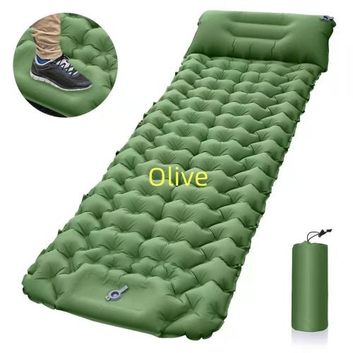 Flag Village Outdoor Camping Travel Portable Inflatable Cushion Built-in Foot Inflatable