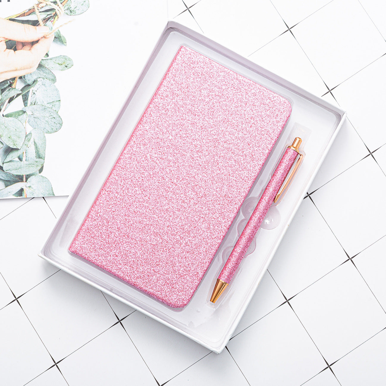 Flag Village Gift Notepad Gold Powder A6 Notebook Set Customizable Logo Diary Notebook Stationery Gift Box