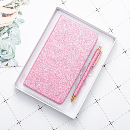 Flag Village Gift Notepad Gold Powder A6 Notebook Set Customizable Logo Diary Notebook Stationery Gift Box