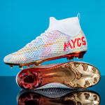 Flag Village Men's Outdoor Training Gold-plated Bottom High-top Soccer Shoes