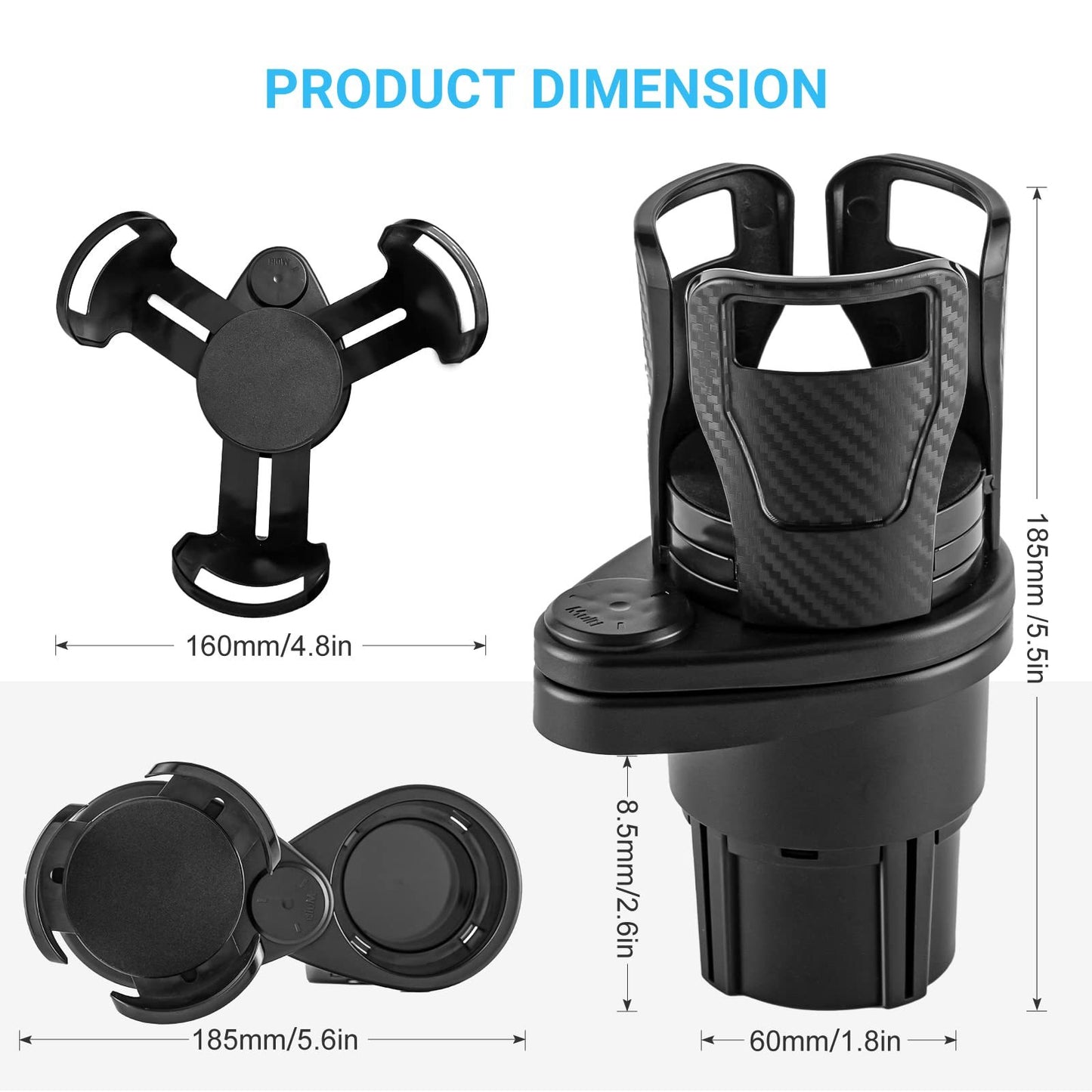 Flag Village Auto Tools Car Drinking Bottle Holder 360 Degrees Rotatable Water Cup Holder Sunglasses Phone Organizer Storage Car Interior Accessories