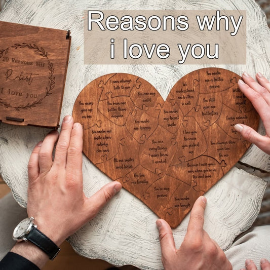 Flag Village Reasons Why I Love You Wooden Heart Puzzle Romantic Love Jigsaw Puzzle Wedding Anniversary For Wife Husband Birthday Gifts Valentine's Day Gift
