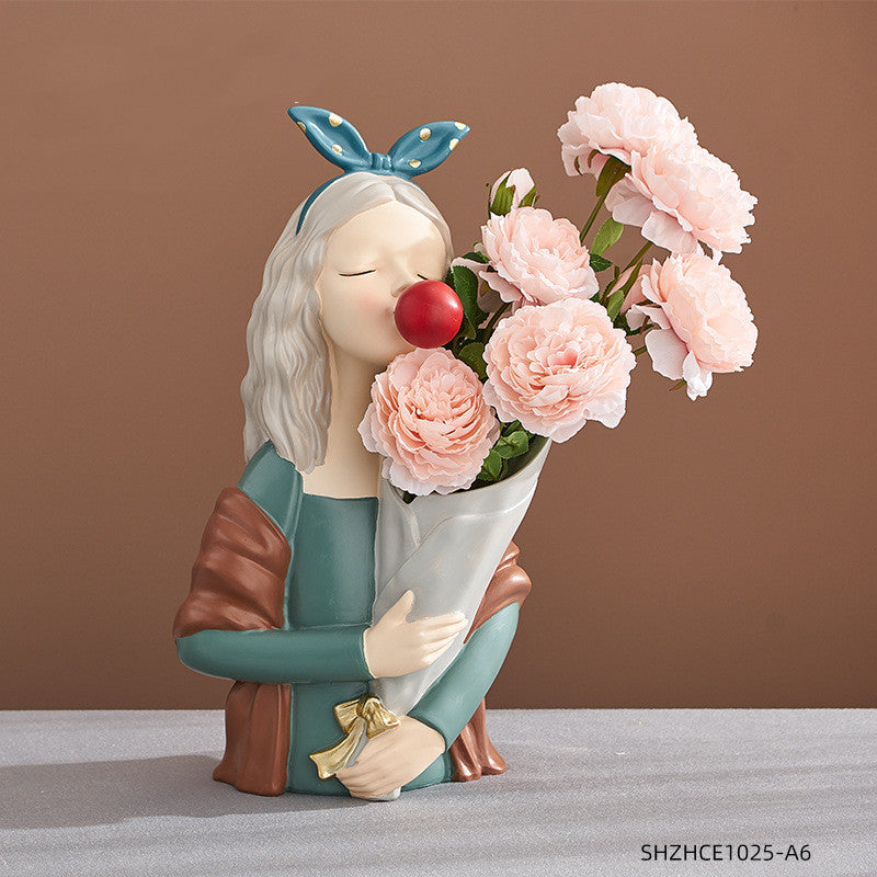 Flag Village Home Decor Girl Figurine Resin Sculpture Abstract Art Room Decor Nordic Decoration Home Living Room Decoration Accessories Gifts