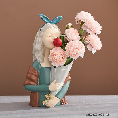 Flag Village Home Decor Girl Figurine Resin Sculpture Abstract Art Room Decor Nordic Decoration Home Living Room Decoration Accessories Gifts