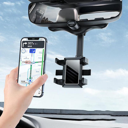 Flag Village Auto Tools Rearview Mirror Phone Holder For Car Rotatable And Retractable Car Phone Holder Multifunctional 360 Rear View Mirror Phone Holder Suitable For All Mobile Phones And All Car