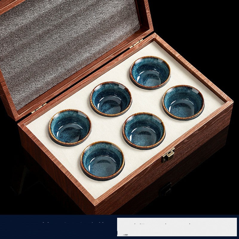 Flag Village High-grade Ceramic Small Tea Bowl Tasting Cups Tealight Gift Box Set