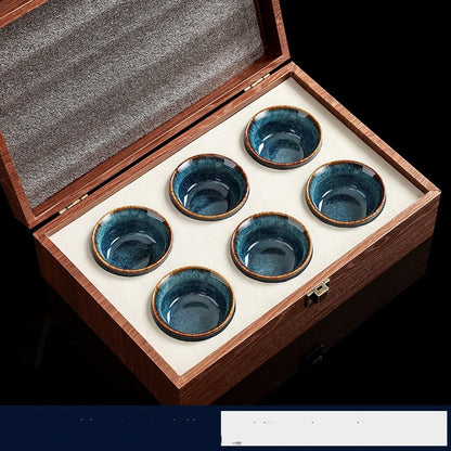 Flag Village High-grade Ceramic Small Tea Bowl Tasting Cups Tealight Gift Box Set