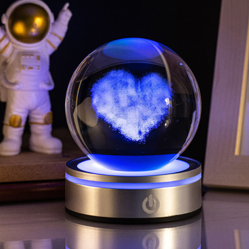 Flag Village Creative 3D Inner Carving Luminous Crystal Ball Colorful Gradient Small Night Lamp Home Decorations Gifts Selection