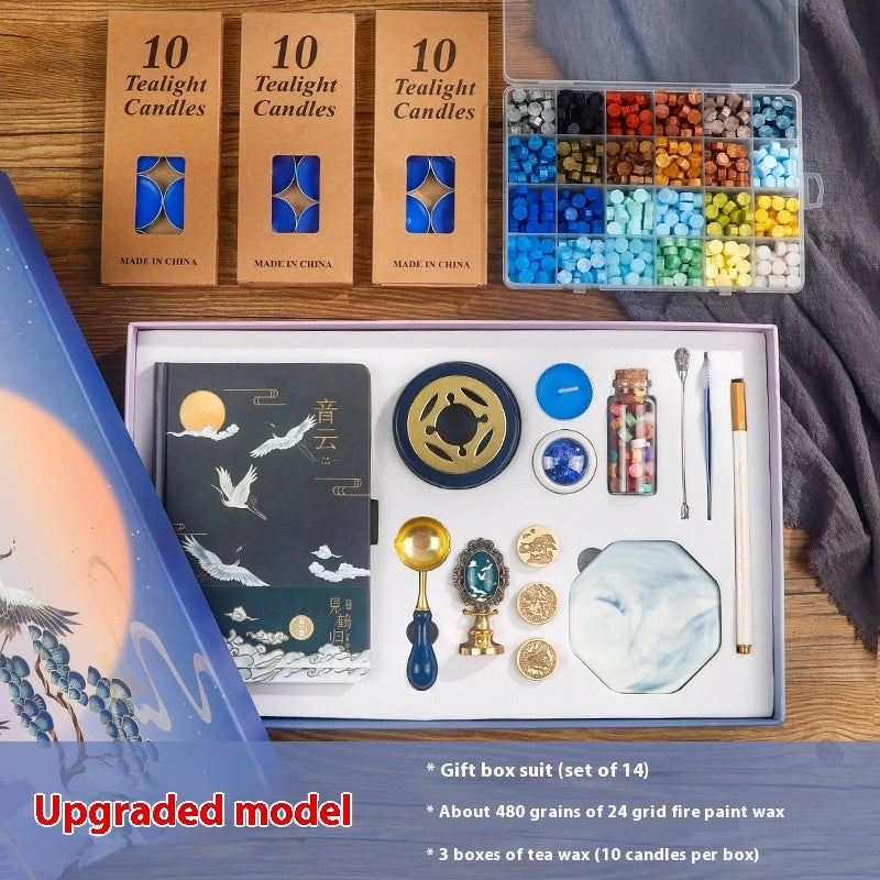 Flag Village Powerful Manufacturers DIY Retro Sealing Wax Seal Set Tool Outfit Antique Fire Paint Seal Gift Box Creative Gift