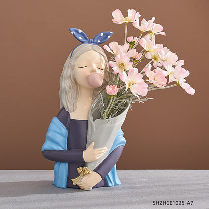 Flag Village Home Decor Girl Figurine Resin Sculpture Abstract Art Room Decor Nordic Decoration Home Living Room Decoration Accessories Gifts