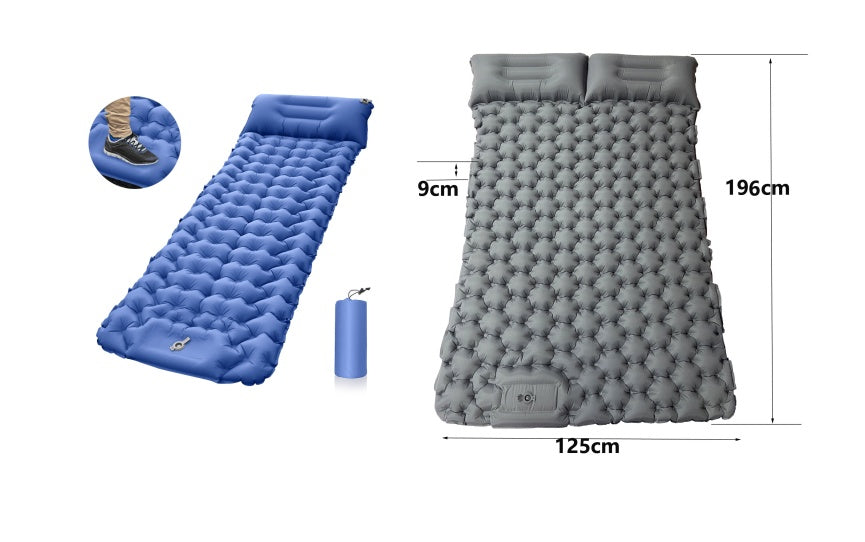 Flag Village Outdoor Camping Travel Portable Inflatable Cushion Built-in Foot Inflatable