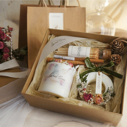 Flag Village Dried Flower Scented Candle Gift Box Home Decorative Ornaments