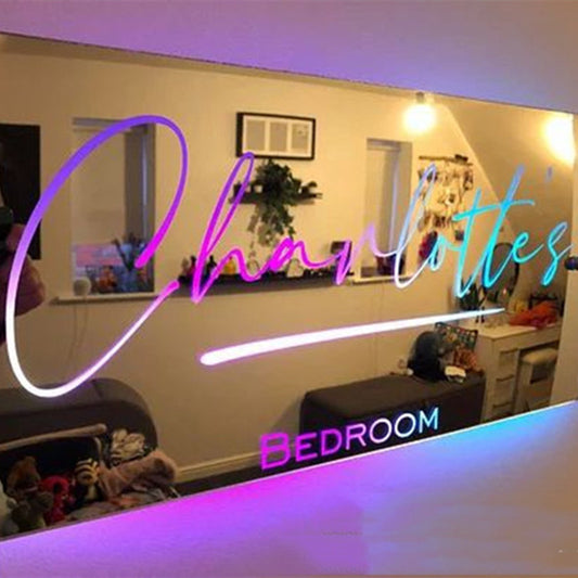 Flag Village Personalized Name Mirror Light For Bedroom LED Light Up Mirror For Wall Custom Photo Christmas Valentine's Day Wedding Gifts