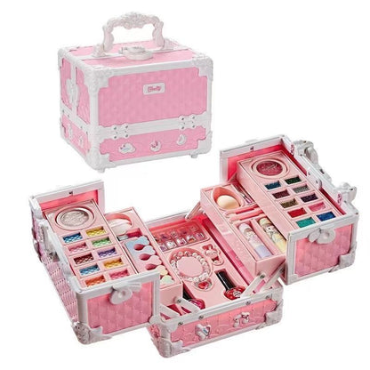 Flag Village Children's Cosmetics Makeup Set Portable Box Simulation Nail Polish Play House Girl's Birthday Gift