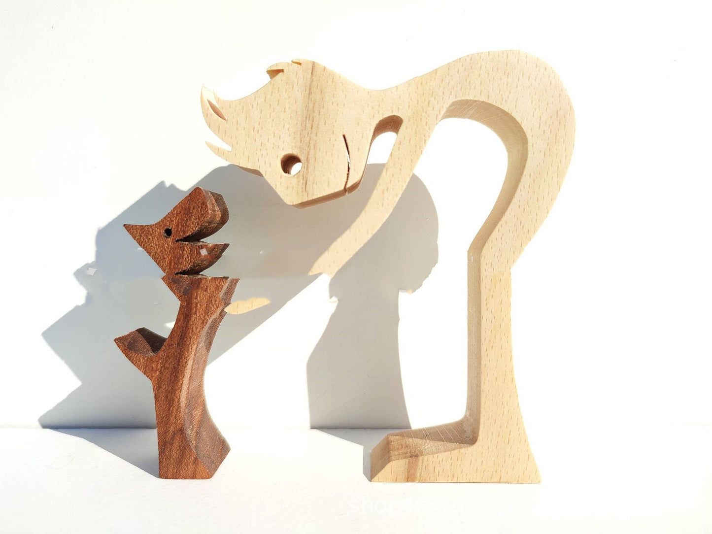 Flag Village DIY Figurine Wood Dog Ornament Sculpture Home Decoration A Man A Dog Wood Sculpture Christmas Gifts Model Decor