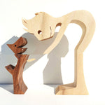 Flag Village DIY Figurine Wood Dog Ornament Sculpture Home Decoration A Man A Dog Wood Sculpture Christmas Gifts Model Decor