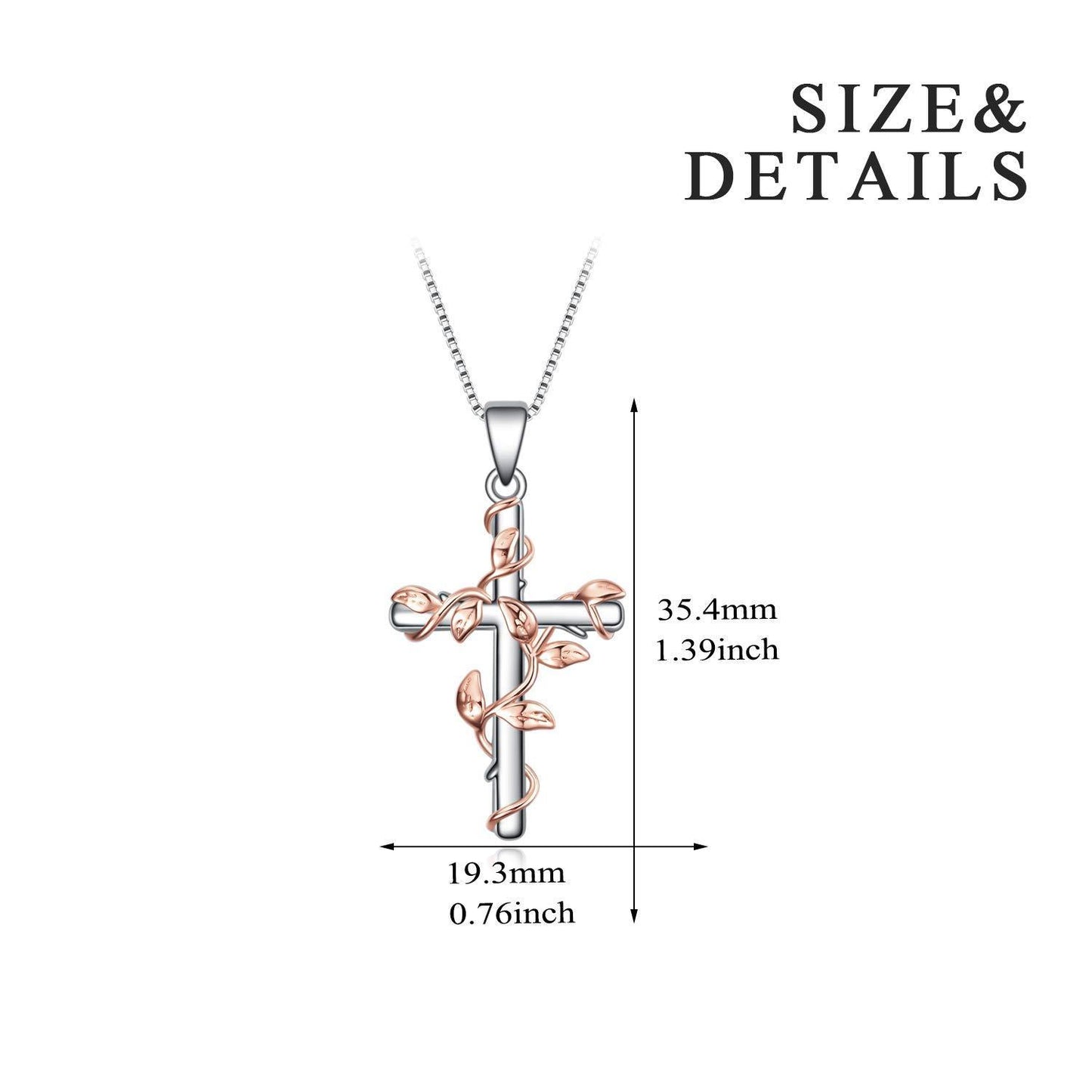 Flag Village Sterling Silver Rose Flower Cross Pendant Necklace Jewelry Gifts