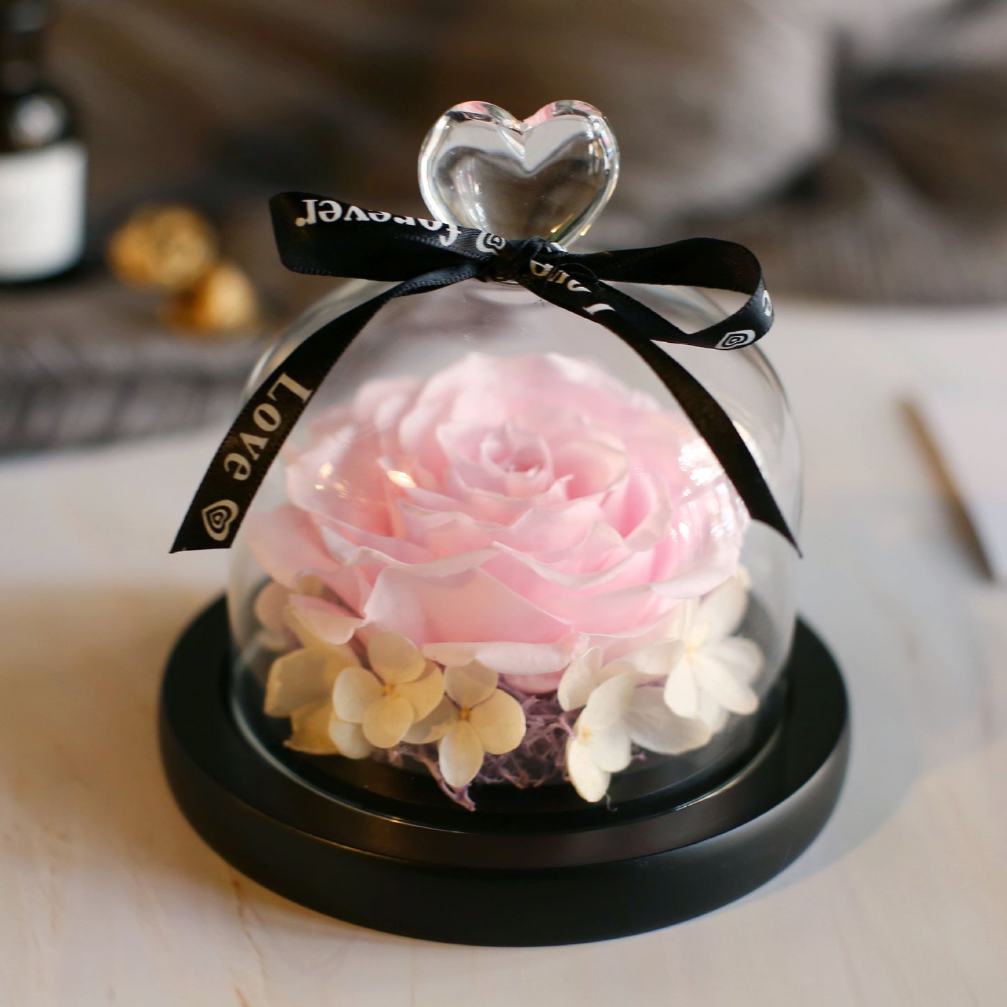 Flag Village Valentine's Day Birthday Gift Gift Box Glass Cover Big Rose Immortal Flower