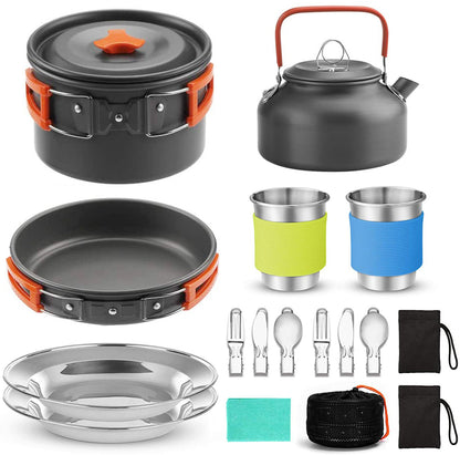 Flag Village Camping Cooker Outdoor Teapot Combination Picnic Pot Set