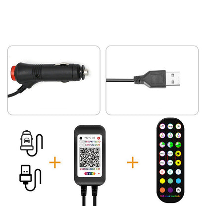 Flag Village Auto Tools Styling Decorative Lamp LED Car Interior Light Waterproof Ambient Lamp Of Wireless Remote Music Control Car RGB Strip Lights