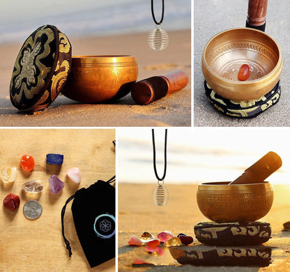 Flag Village Buddha Sound Natural Crystal Raw Stone Yoga Crushed Stone Gem Set Red Wooden Box Gift
