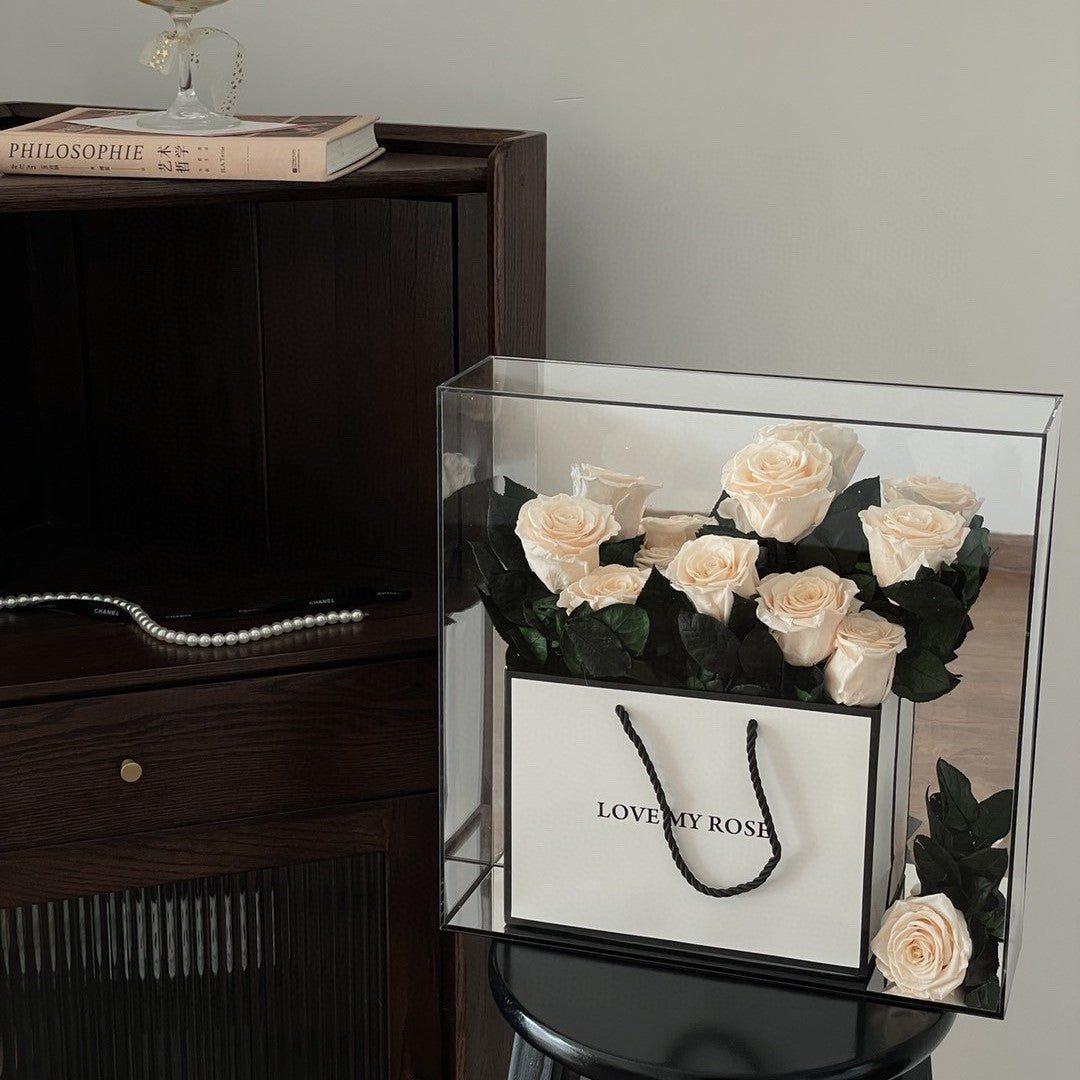 Flag Village Valentine's Day Rose Eternal Flower Acrylic Gift Box
