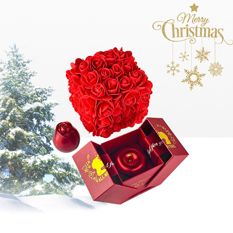 Flag Village Valentines Day Gift Soap Rose Gift Box Crystal Pendant Necklace Eternal Flower Jewelry Box Set Wedding Birthday Gift For Girlfriend