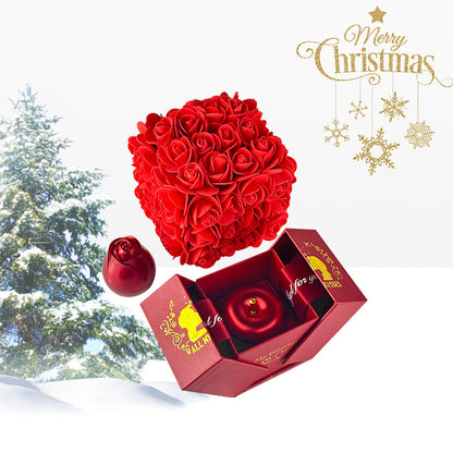 Flag Village Valentines Day Gift Soap Rose Gift Box Crystal Pendant Necklace Eternal Flower Jewelry Box Set Wedding Birthday Gift For Girlfriend