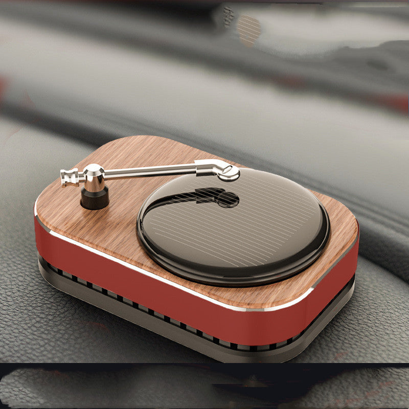 Flag Village Auto Tools Solar Record Player Rotating Perfume Car Accessories Aromatherapy Decoration