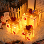 Flag Village Remote Control Christmas Gift Box Lights Christmas Three-piece Decoration
