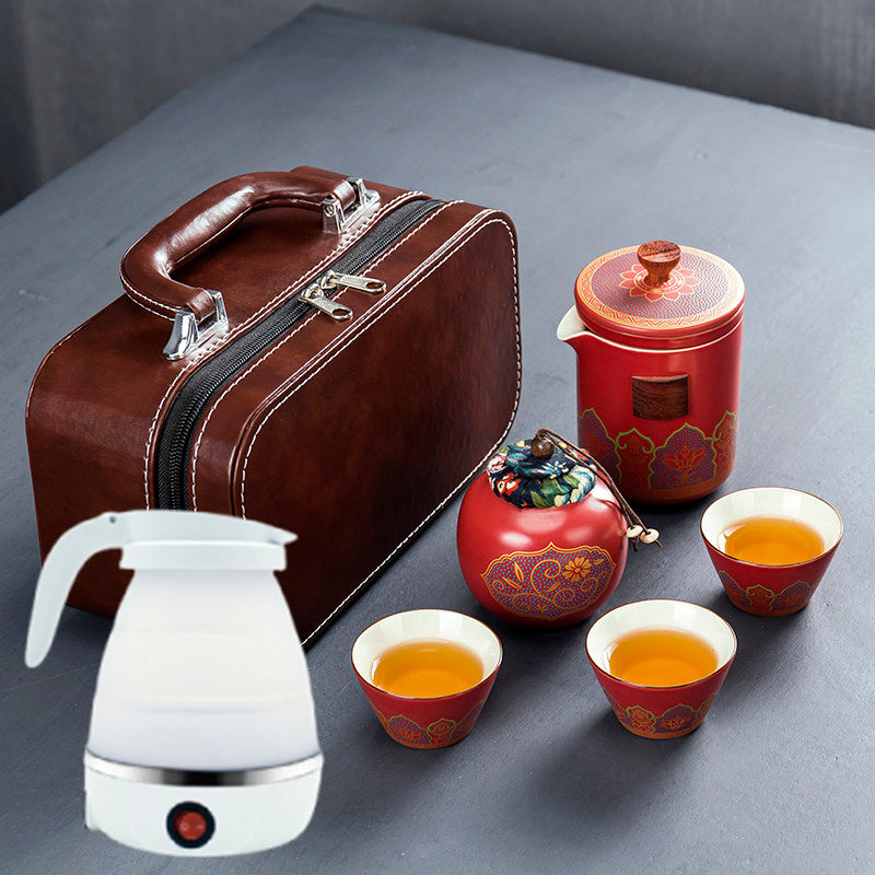 Flag Village Ceramic Portable Travel Tea Set Gift Box
