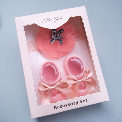 Flag Village New Baby Girl Socks Headband Gift Box