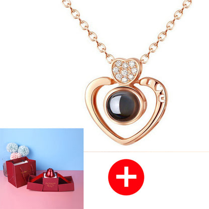 Flag Village Hot Valentine's Day Gifts Metal Rose Jewelry Gift Box Necklace For Wedding Girlfriend Necklace Gifts