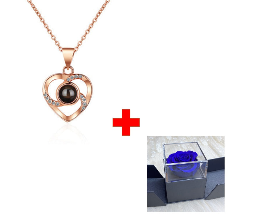 Flag Village Preserved Flower Rose Flower Necklace Jewelry Box Gift