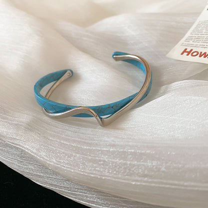 Flag Village Metal White Shellfish Plate Bracelet For Women Opening Adjustable 2 Layers Design Llight Luxury Female Fashion Jewelry Gifts