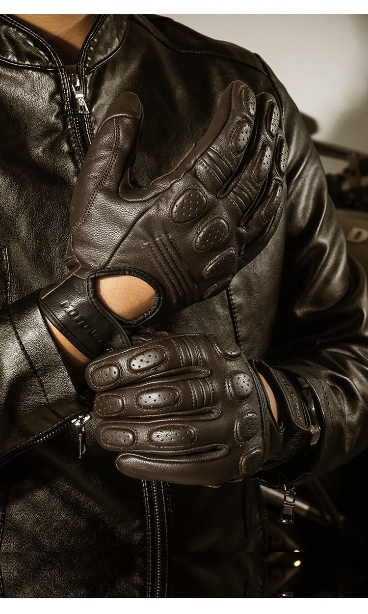 Flag Village outdoor Off-road Racing Protective Motorcycle Leather Gloves